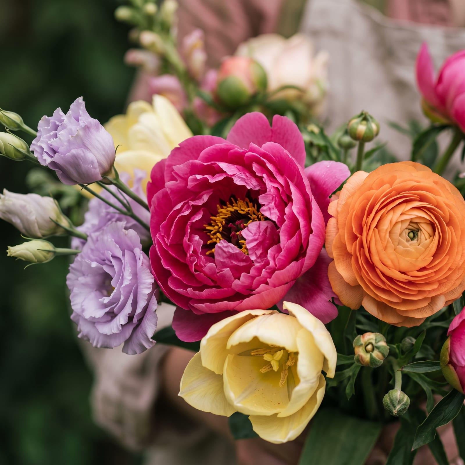Bunte Blüten in Nahaufnahme
